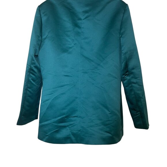 Miscreants Satin Peacock Blue Blazer UK 12 US 8 Lime Green Lining Sample Piece - Picture 4 of 5